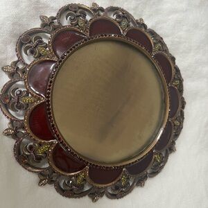 Authentic Jay Strongwater Metal Dark Red Round Photo Frame4” X 4”, w/defect
